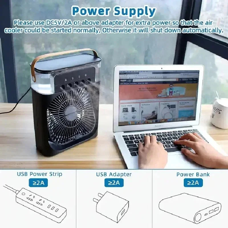 Mini Ventilador e Umidificador